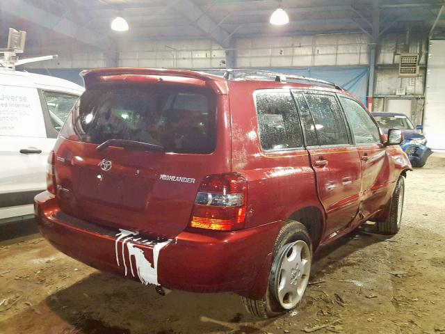 JTEEP21AX60138704 - 2006 TOYOTA HIGHLANDER RED photo 4