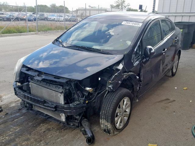 KNADN4A37D6117240 - 2013 KIA RIO EX GRAY photo 2