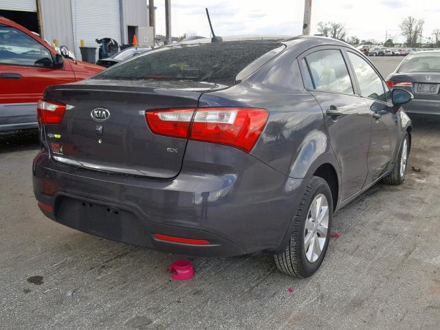 KNADN4A37D6117240 - 2013 KIA RIO EX GRAY photo 4