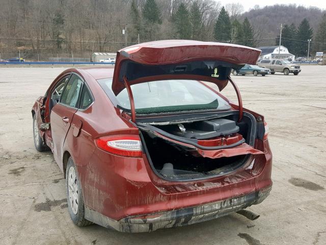 3FA6P0G76ER266547 - 2014 FORD FUSION S RED photo 3