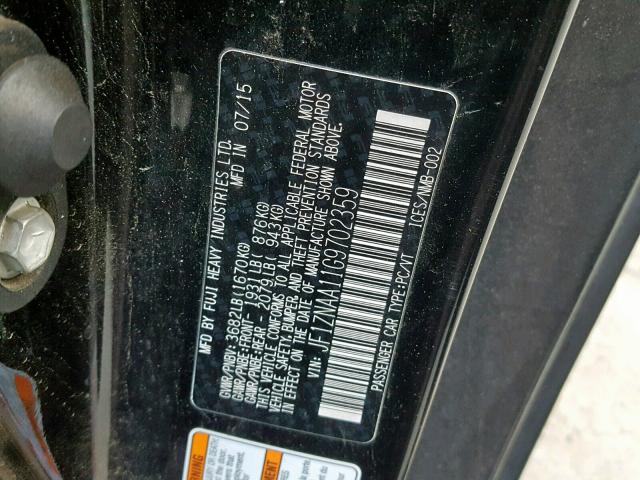 JF1ZNAA11G9702359 - 2016 TOYOTA SCION FR-S BLACK photo 10