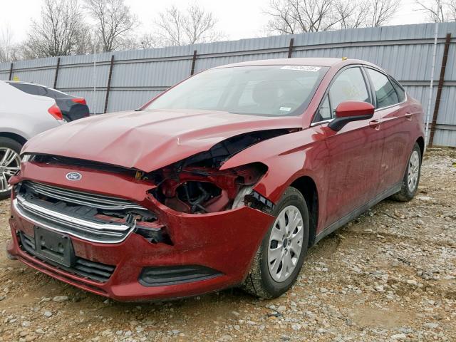 3FA6P0G78ER315716 - 2014 FORD FUSION S RED photo 2