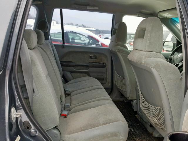 2HKYF18164H596499 - 2004 HONDA PILOT LX GRAY photo 6