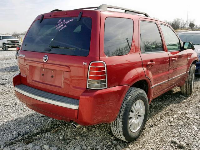 4M2YU81117KJ17446 - 2007 MERCURY MARINER LU RED photo 4