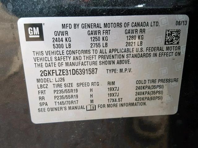 2GKFLZE31D6391587 - 2013 GMC TERRAIN DE BLACK photo 10