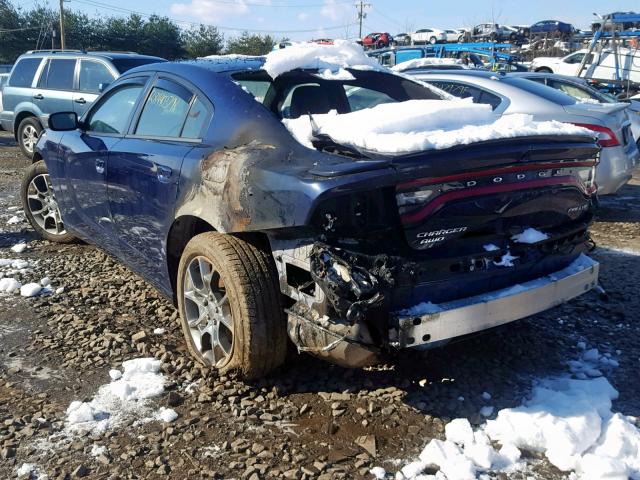 2C3CDXJG4FH791471 - 2015 DODGE CHARGER SX BLUE photo 3