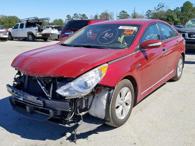 KMHEC4A49FA126944 - 2015 HYUNDAI SONATA HYB RED photo 2