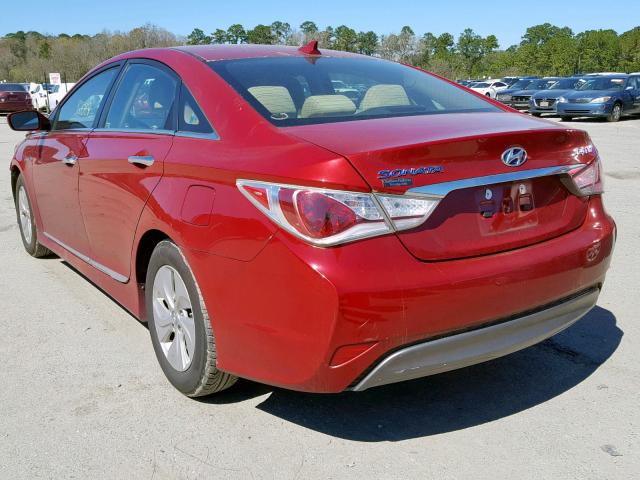 KMHEC4A49FA126944 - 2015 HYUNDAI SONATA HYB RED photo 3