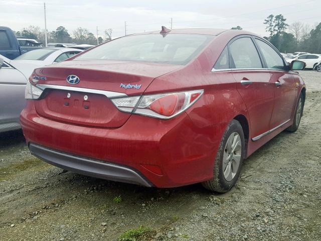 KMHEC4A49FA126944 - 2015 HYUNDAI SONATA HYB RED photo 4