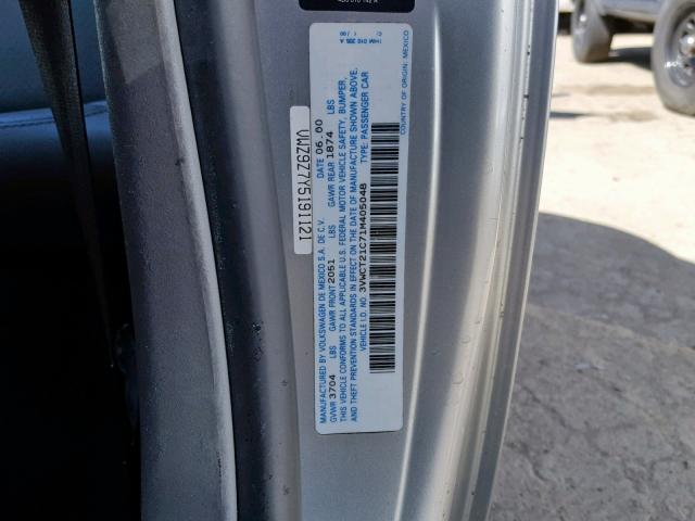 3VWCT21C71M405048 - 2001 VOLKSWAGEN NEW BEETLE SILVER photo 10