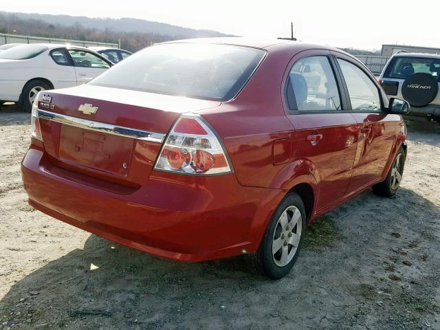 KL1TD56EX9B343523 - 2009 CHEVROLET AVEO LS RED photo 4