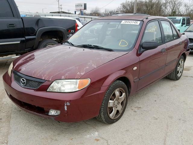 JM1BJ225020636527 - 2002 MAZDA PROTEGE DX MAROON photo 2