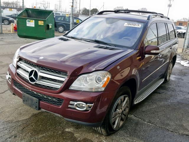 4JGBF71E18A404341 - 2008 MERCEDES-BENZ GL 450 4MA BURGUNDY photo 2