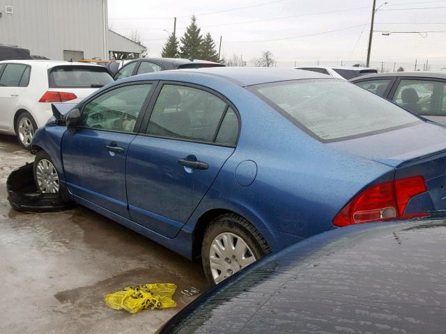 2HGFA16228H002203 - 2008 HONDA CIVIC DX BLUE photo 3