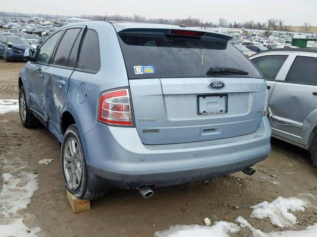 2FMDK38C08BB12699 - 2008 FORD EDGE SEL BLUE photo 3