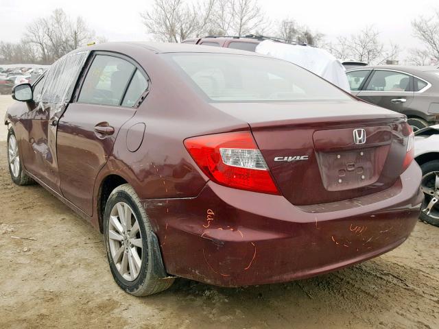 19XFB2F96CE026944 - 2012 HONDA CIVIC EXL MAROON photo 3