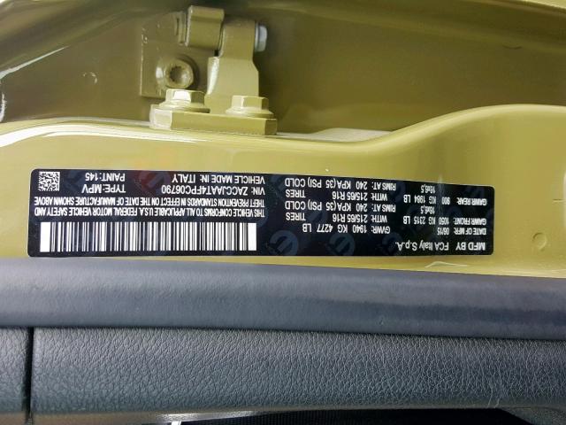 ZACCJAAT4FPC06790 - 2015 JEEP RENEGADE S GREEN photo 10