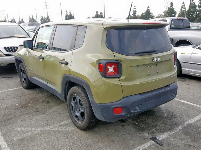 ZACCJAAT4FPC06790 - 2015 JEEP RENEGADE S GREEN photo 3