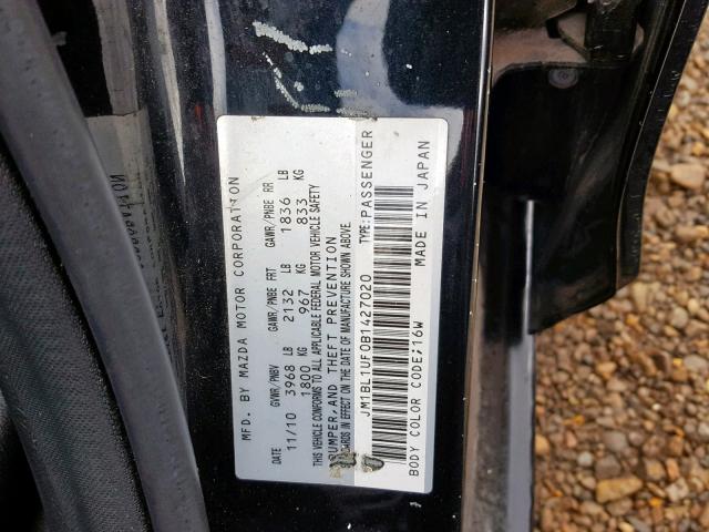 JM1BL1UF0B1427020 - 2011 MAZDA 3 I BLACK photo 10