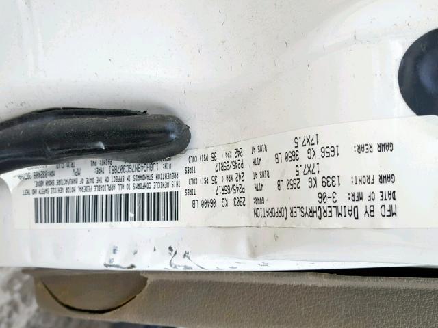 1J8HG48N76C307851 - 2006 JEEP COMMANDER WHITE photo 10