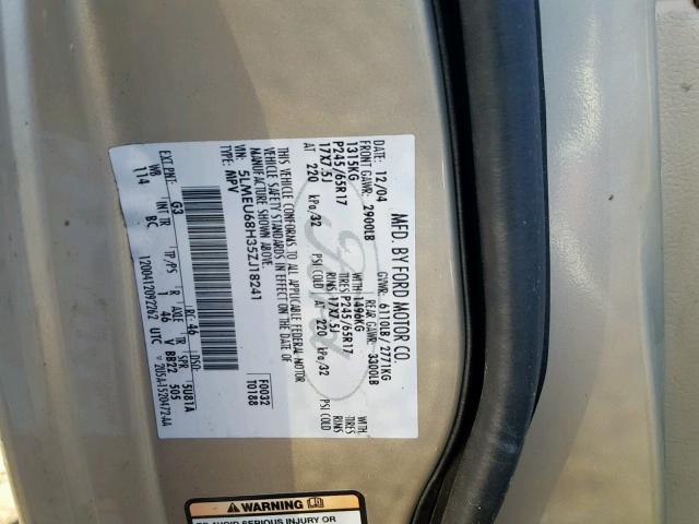 5LMEU68H35ZJ18241 - 2005 LINCOLN AVIATOR 金色 照片 10