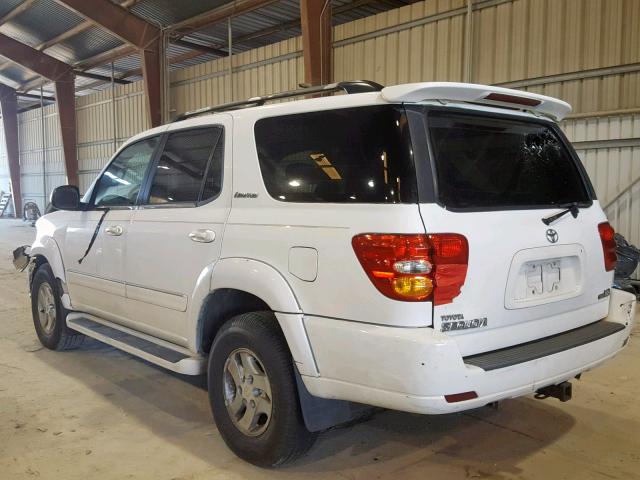 5TDZT38A72S072245 - 2002 TOYOTA SEQUOIA LI WHITE photo 3