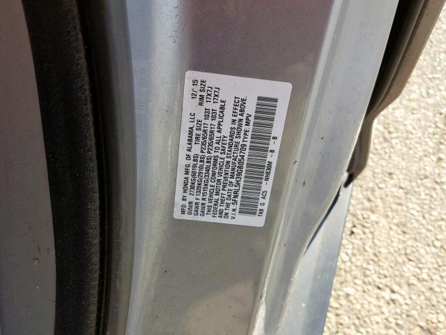 5FNRL5H39GB054709 - 2016 HONDA ODYSSEY SE SILVER photo 10