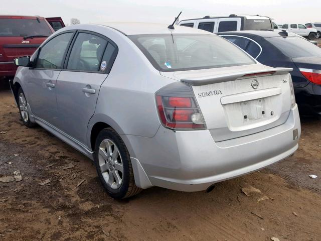 3N1AB6APXAL634274 - 2010 NISSAN SENTRA 2.0 SILVER photo 3