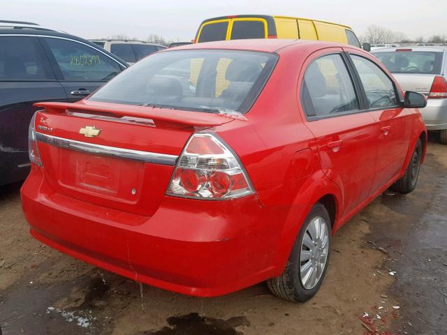 KL1TD56E19B669503 - 2009 CHEVROLET AVEO LS RED photo 4