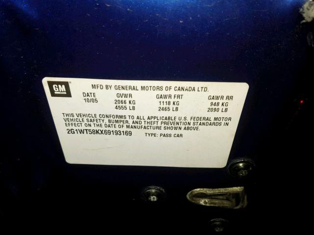 2G1WD58C179253489 - 2007 CHEVROLET IMPALA SUP 蓝色 照片 10