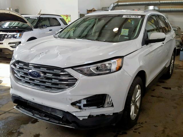 2FMPK4J94KBB15498 - 2019 FORD EDGE SEL WHITE photo 2