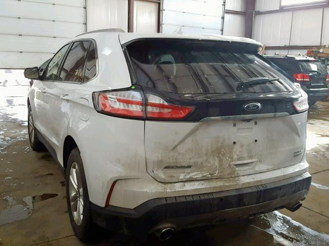 2FMPK4J94KBB15498 - 2019 FORD EDGE SEL WHITE photo 3