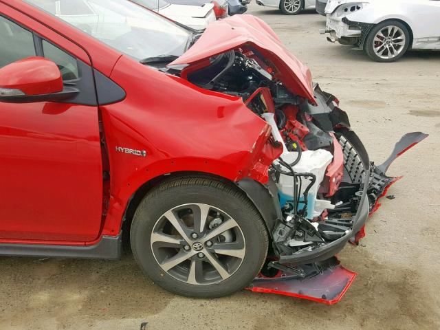 JTDKDTB38K1620226 - 2019 TOYOTA PRIUS C RED photo 9