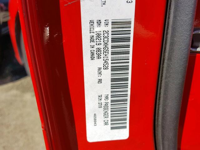 2C3CDXHG5EH154528 - 2014 DODGE CHARGER SX RED photo 10