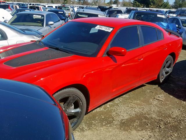 2C3CDXHG5EH154528 - 2014 DODGE CHARGER SX RED photo 2