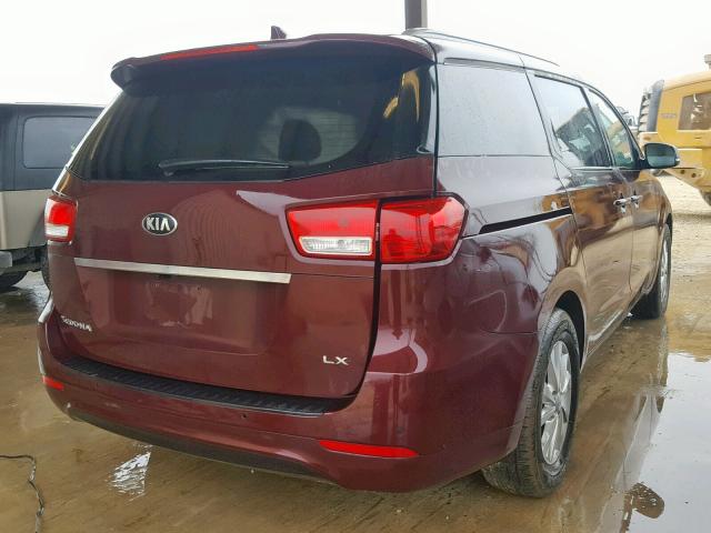 KNDMB5C17J6424531 - 2018 KIA SEDONA LX MAROON photo 4