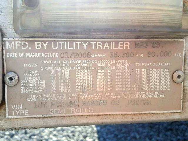 1UYFS24899A609502 - 2009 UTILITY TRAILER SILVER photo 10