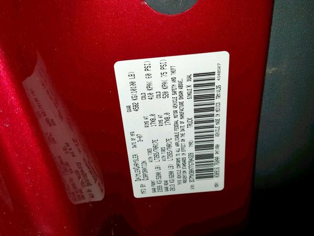 3D7MX38A77G784328 - 2007 DODGE RAM 3500 S RED photo 10