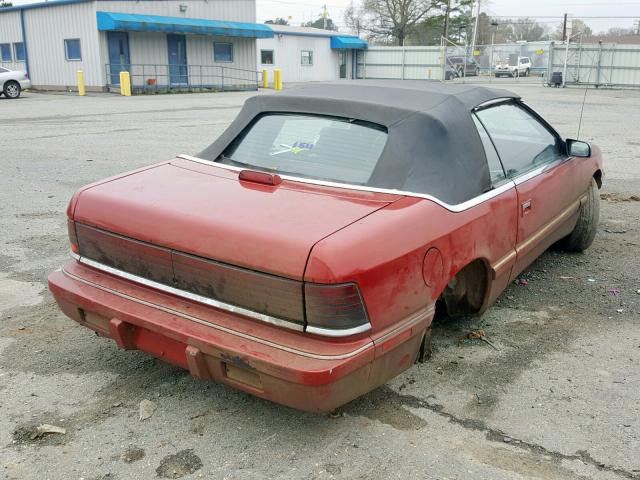 1C3XJ45K8KG110449 - 1989 CHRYSLER LEBARON MAROON photo 4