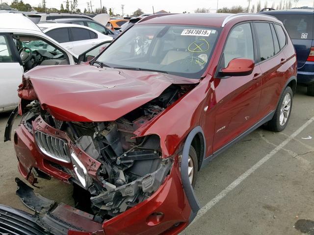 5UXWX7C51BL734295 - 2011 BMW X3 XDRIVE3 RED photo 2