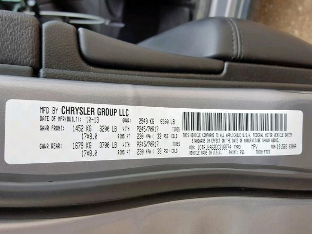 1C4RJEAG2EC316874 - 2014 JEEP GRAND CHER SILVER photo 10