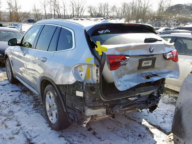 5UXTR9C59KLE16775 - 2019 BMW X3 XDRIVE3 SILVER photo 3