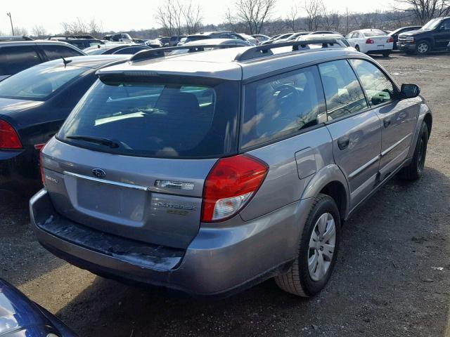 4S4BP60C487339599 - 2008 SUBARU OUTBACK SILVER photo 4