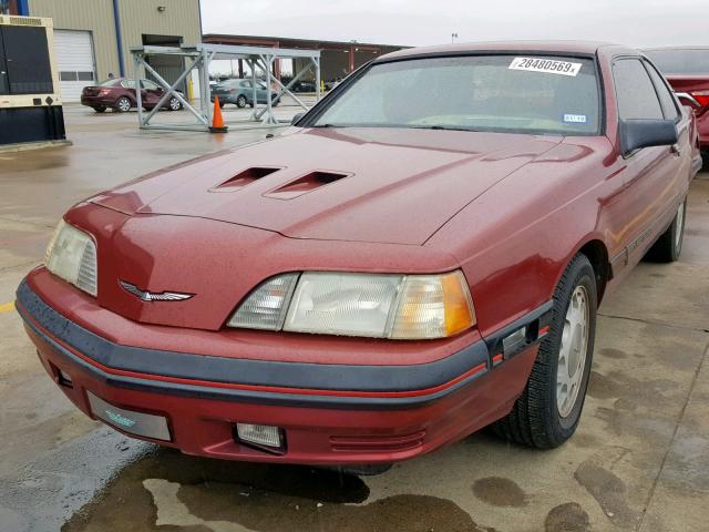 1FABP64T3JH172799 - 1988 FORD THUNDERBIR MAROON photo 2