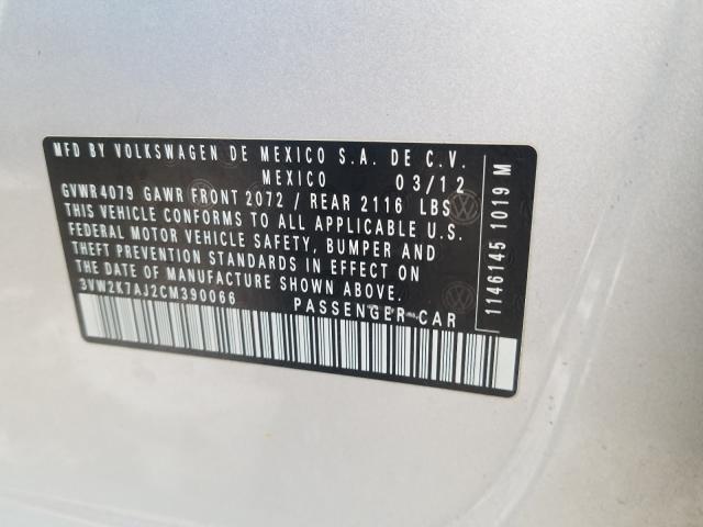 3VW2K7AJ2CM390066 - 2012 VOLKSWAGEN JETTA BASE  photo 10