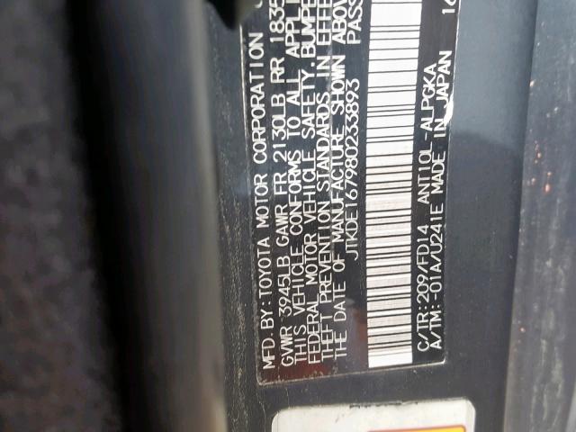 JTKDE167980233893 - 2008 TOYOTA SCION TC 灰色 照片 10