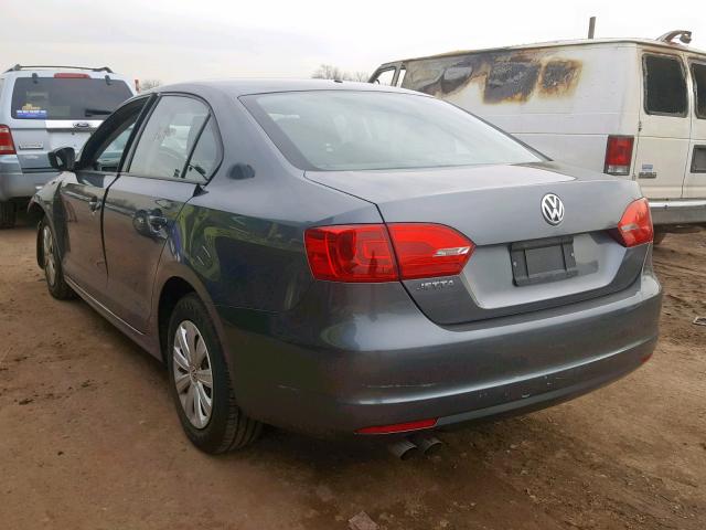 3VW2K7AJ9DM307573 - 2013 VOLKSWAGEN JETTA BASE GRAY photo 3