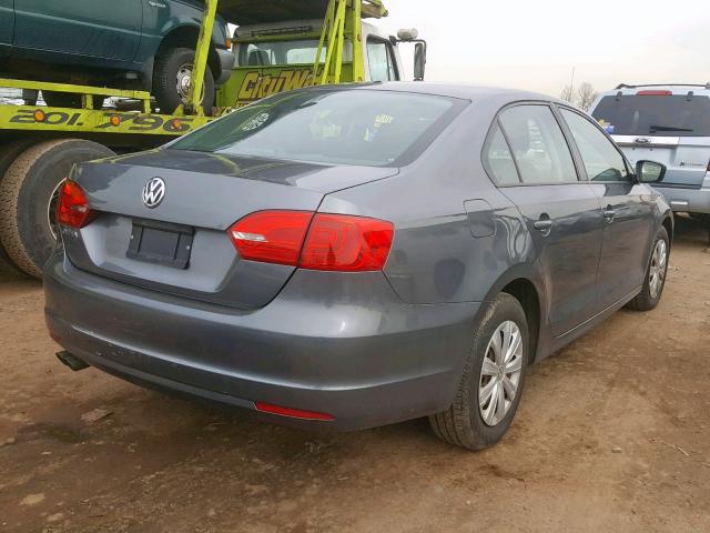 3VW2K7AJ9DM307573 - 2013 VOLKSWAGEN JETTA BASE GRAY photo 4