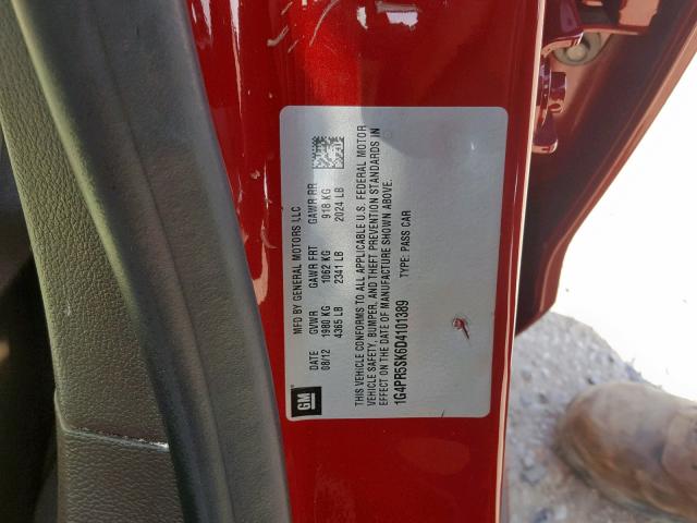 1G4PR5SK6D4101389 - 2013 BUICK VERANO CON RED photo 10