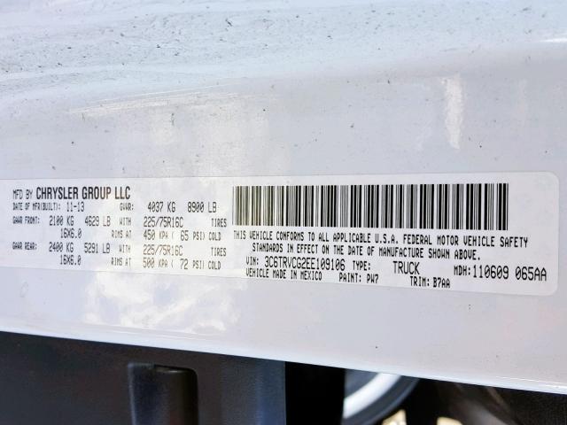 3C6TRVCG2EE109106 - 2014 RAM PROMASTER 白色 照片 10